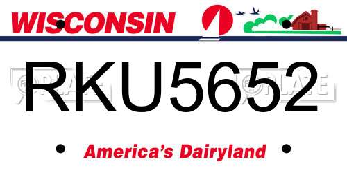 RKU5652 Wisconsin License Plate