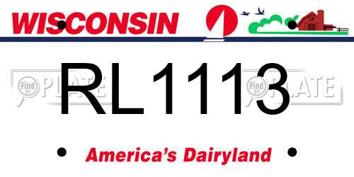 RL1113 Wisconsin License Plate