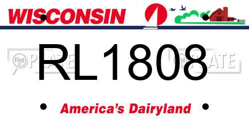 RL1808 Wisconsin License Plate