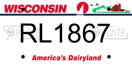 RL1867 Wisconsin License Plate