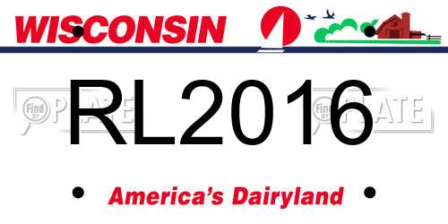 RL2016 Wisconsin License Plate