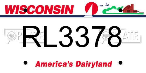 RL3378 Wisconsin License Plate