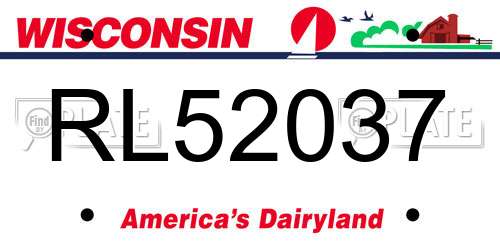 RL52037 Wisconsin License Plate