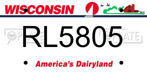 RL5805 Wisconsin License Plate