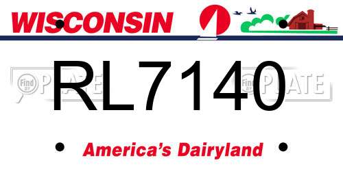 RL7140 Wisconsin License Plate
