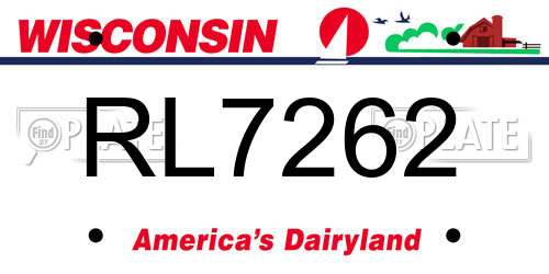 RL7262 Wisconsin License Plate
