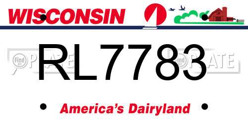 RL7783 Wisconsin License Plate