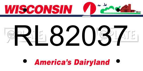 RL82037 Wisconsin License Plate