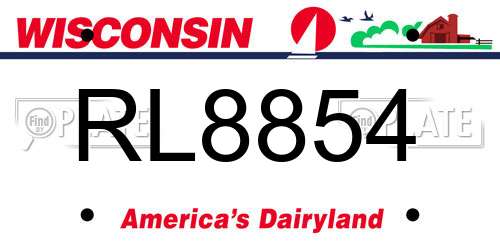 RL8854 Wisconsin License Plate