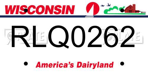 RLQ0262 Wisconsin License Plate