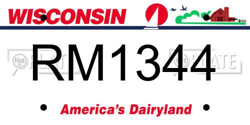 RM1344 Wisconsin License Plate