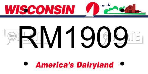RM1909 Wisconsin License Plate