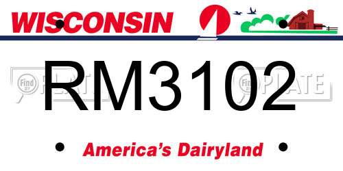 RM3102 Wisconsin License Plate