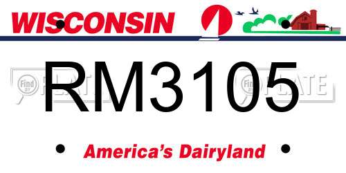 RM3105 Wisconsin License Plate
