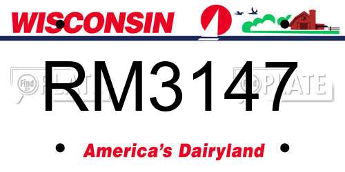 RM3147 Wisconsin License Plate