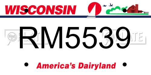 RM5539 Wisconsin License Plate