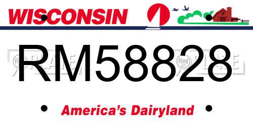 RM58828 Wisconsin License Plate