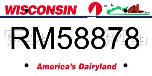 RM58878 Wisconsin License Plate