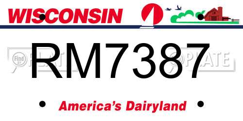 RM7387 Wisconsin License Plate