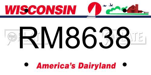 RM8638 Wisconsin License Plate