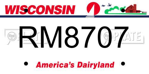 RM8707 Wisconsin License Plate