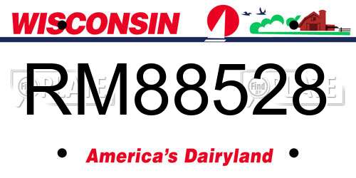 RM88528 Wisconsin License Plate