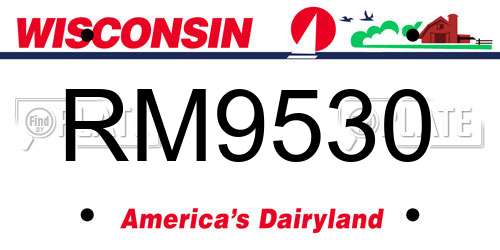 RM9530 Wisconsin License Plate
