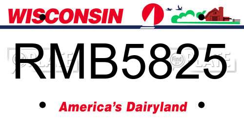 RMB5825 Wisconsin License Plate
