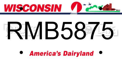 RMB5875 Wisconsin License Plate