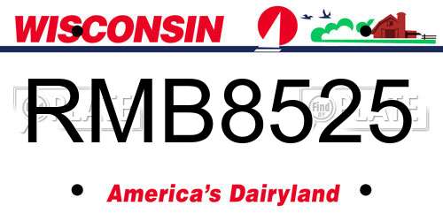RMB8525 Wisconsin License Plate