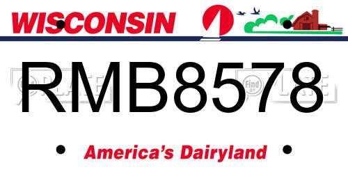 RMB8578 Wisconsin License Plate