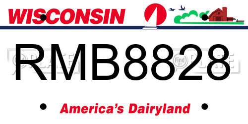 RMB8828 Wisconsin License Plate