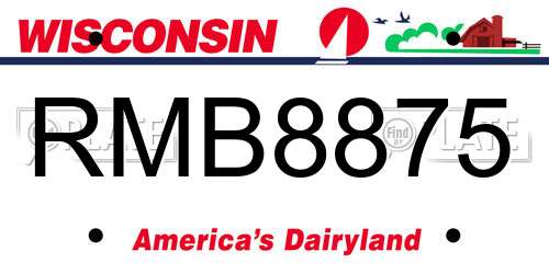 RMB8875 Wisconsin License Plate