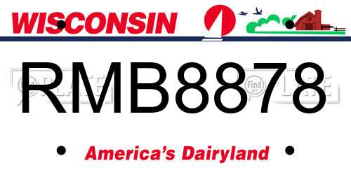 RMB8878 Wisconsin License Plate