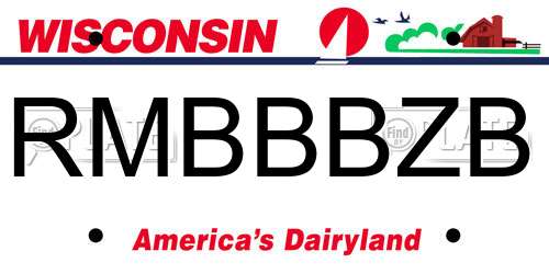 RMBBBZB Wisconsin License Plate