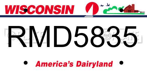 RMD5835 Wisconsin License Plate