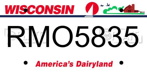 RMO5835 Wisconsin License Plate