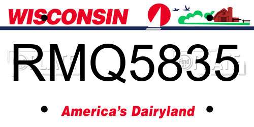 RMQ5835 Wisconsin License Plate