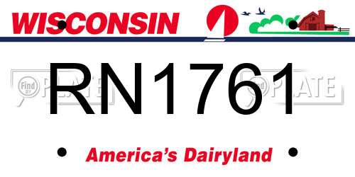RN1761 Wisconsin License Plate