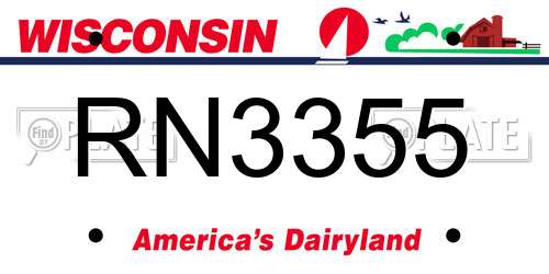 RN3355 Wisconsin License Plate