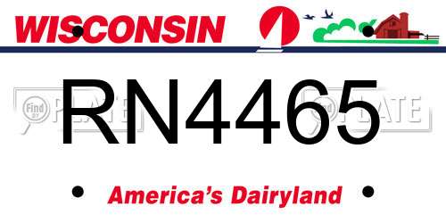 RN4465 Wisconsin License Plate
