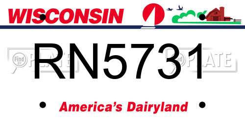 RN5731 Wisconsin License Plate