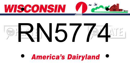 RN5774 Wisconsin License Plate
