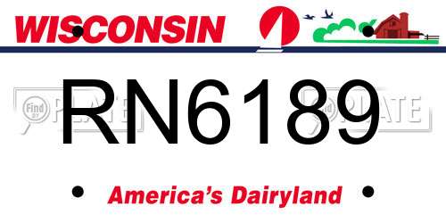 RN6189 Wisconsin License Plate