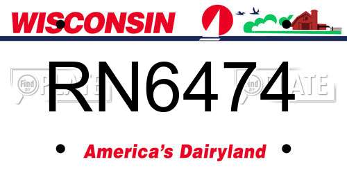 RN6474 Wisconsin License Plate