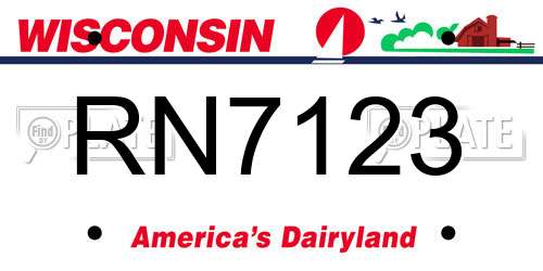 RN7123 Wisconsin License Plate