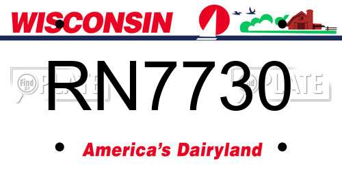 RN7730 Wisconsin License Plate