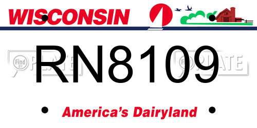RN8109 Wisconsin License Plate