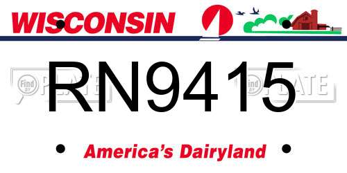 RN9415 Wisconsin License Plate