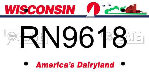 RN9618 Wisconsin License Plate